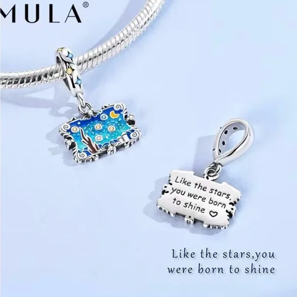 Elegant Blue and Silver Charm Bracelet - Picture 2 of 4